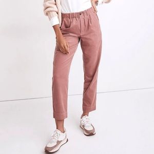 Madewell Cropped Corduroy Pants in Dusty Rose